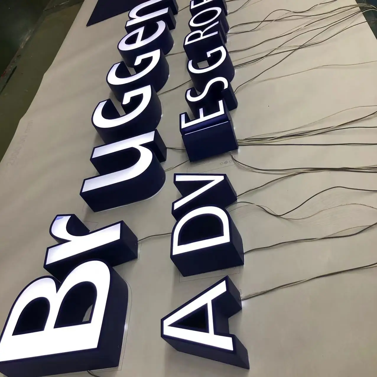 custom business name logo illuminated metal sign front lit channel letter stainless steel signsge