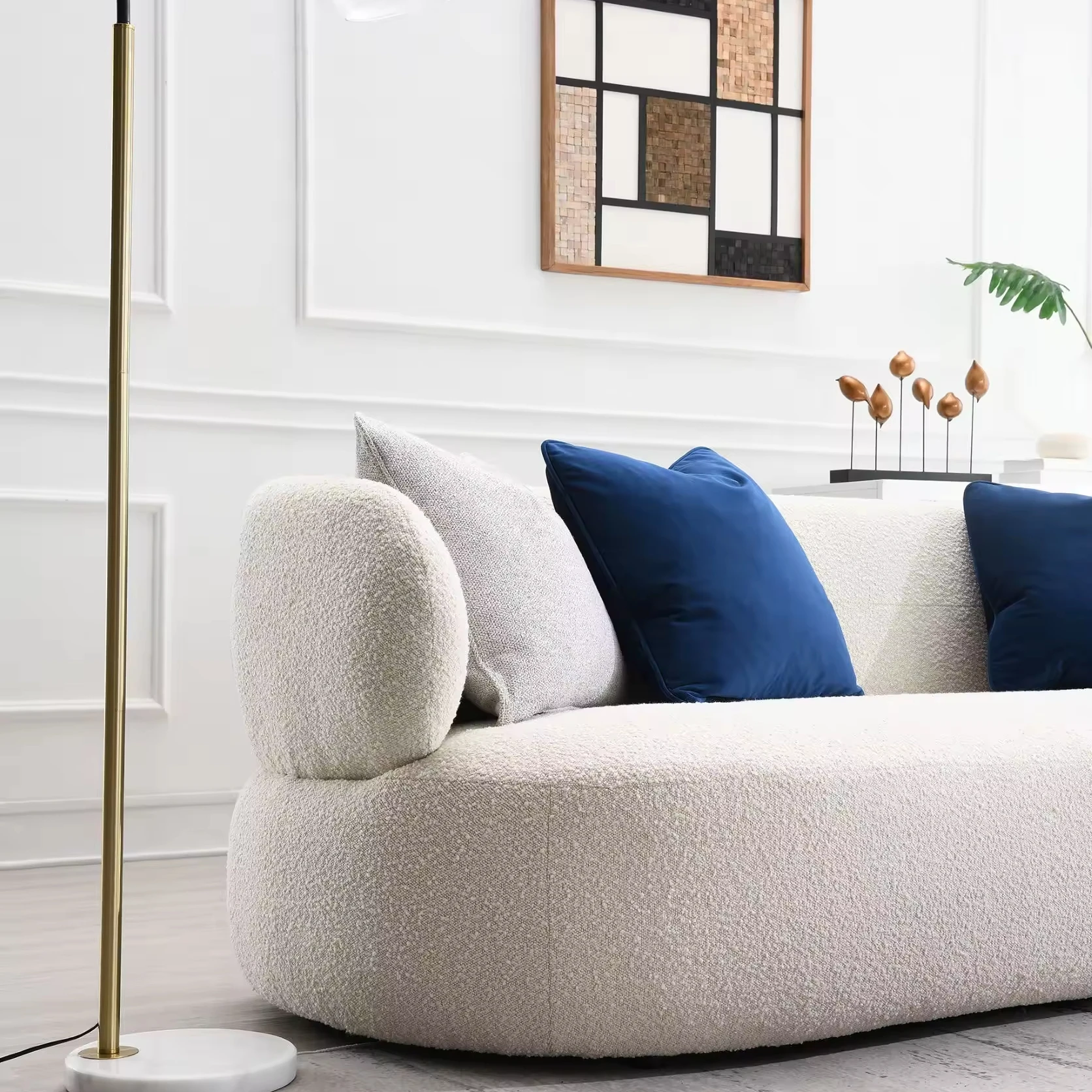 Nordic couch living room curved indoor sofa with modern fabric