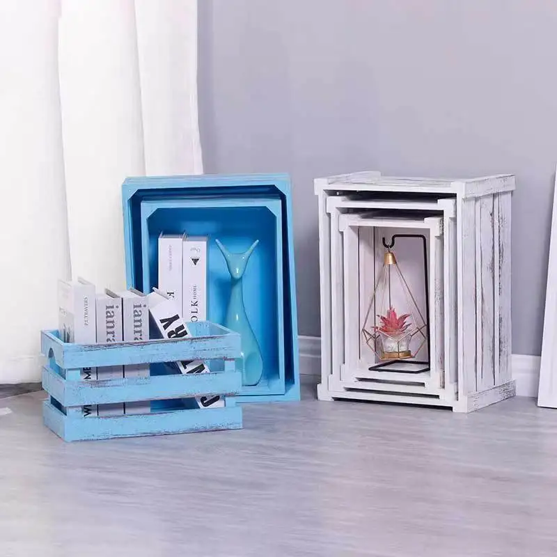 Rustic White Washed Wood Mail Box Storage Holder File Organizer Tabletop Wooden Basket Letter Script Design Envelope Folder