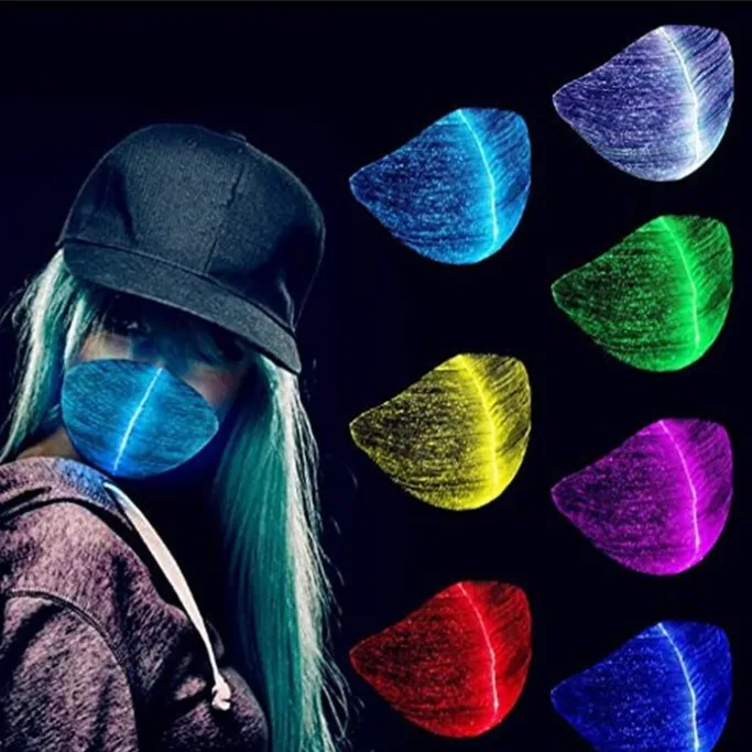 Fashion luminous LED rave mask fiber optic face cover lighting up mask for night club bar