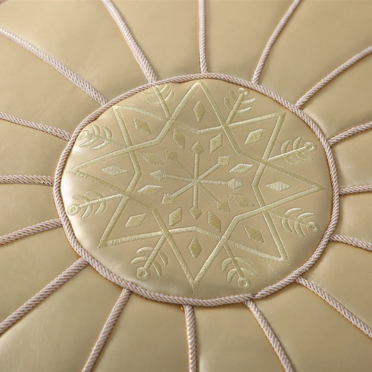 Factory Directly OEM Leather Fabric Bean Bag Moroccan Pouf