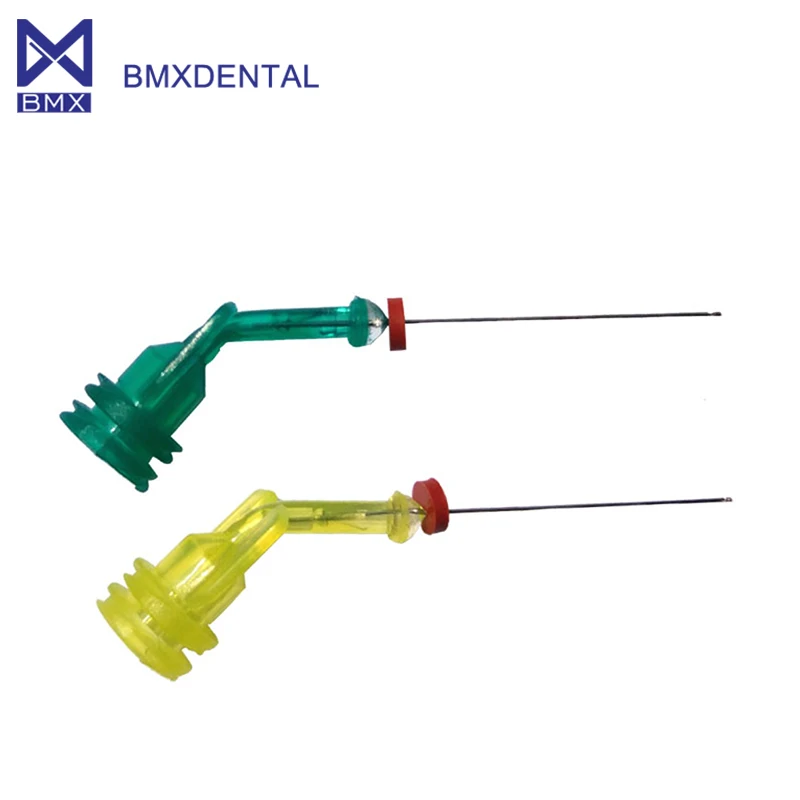 Dental material high quality disposable safe sterile pre-curved flushing needle tip