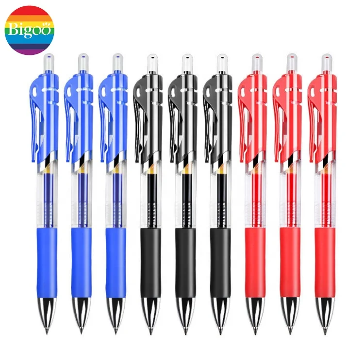 Rolling customized retractable click pen with big capacity blue black red signature roller gel ink pen for office and school