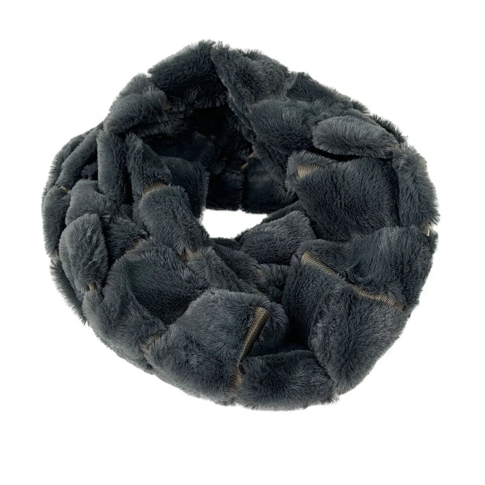 
Best quality custom Womens Dark blue Faux Fur Collar Warmer Infinity Scarf Wrap for Winter 