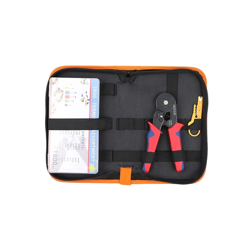 HSC8 6-4A 1800pcs 20-8AWG 0.5-10mm Electrical insulation Assorted Copper Tubular crimping pliers Terminals kit Set bag