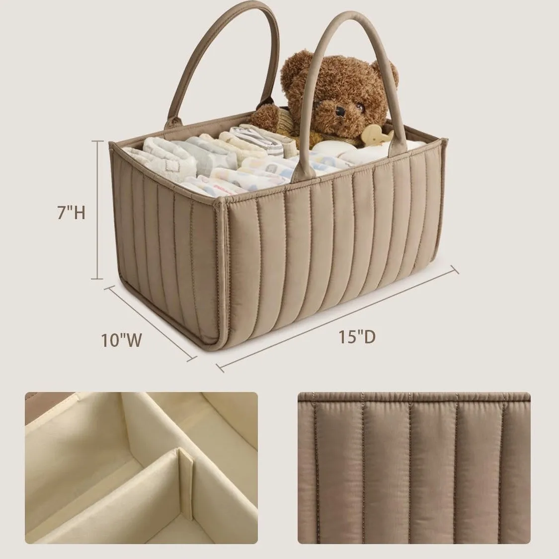 Customized Logo Nursery Storage Basket Portable baby diaper caddy  organizer mummy storage bag baby teddy  bag