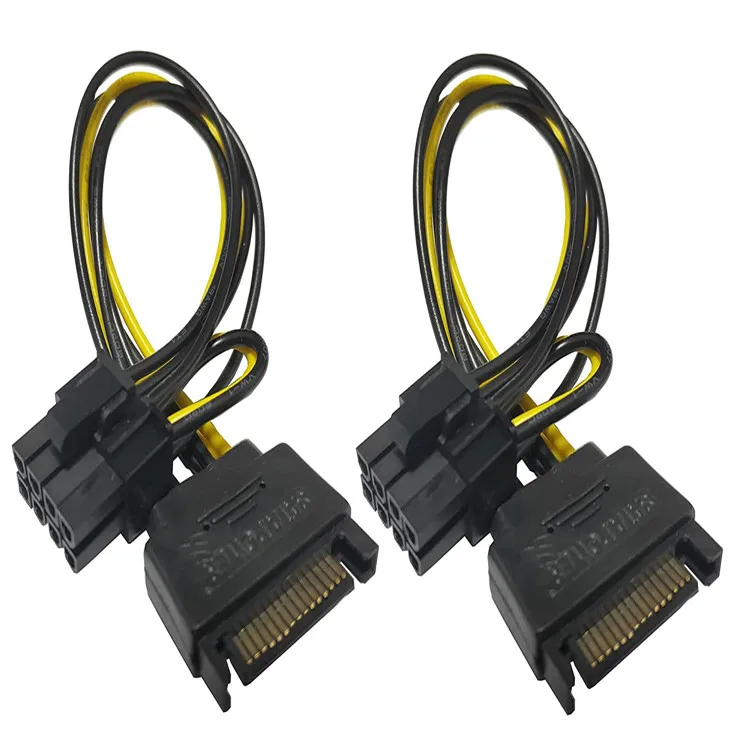 PCI Express Power Cable,15 Pin SATA Male to 8 Pin (6+2 Pin) PCI Express Female Video Card Power Adapter Cable