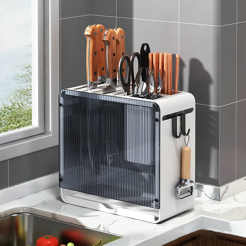New Design Wall Hanging Multi-function Kitchen Cutting Board Rack Knife Chopsticks Integrated Storage Holder