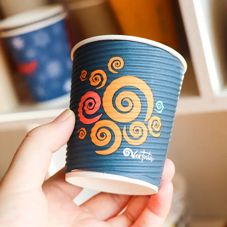 Eco-Friendly Disposable Coffee Cups Waterproof Hot Drink Paper Cup With Lid