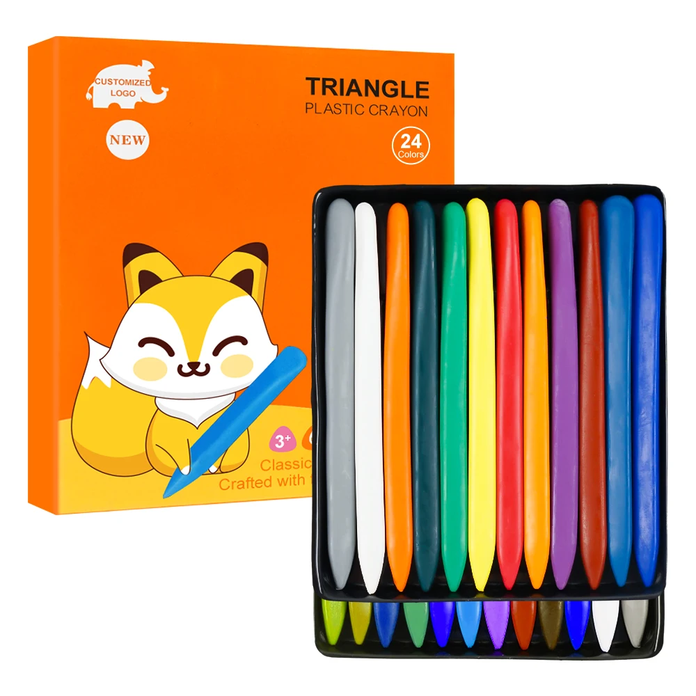 Color Box Set 6/12/24 Pack Kids Drawing Triangle Crayons For Kids