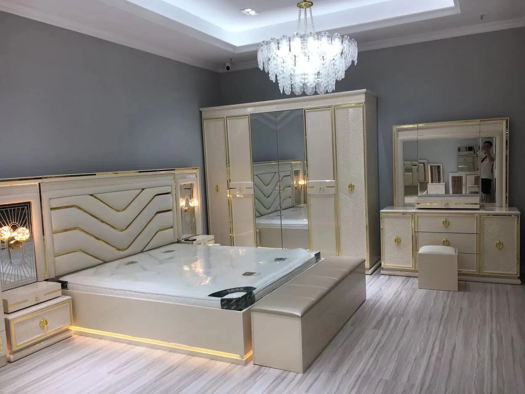 Hot Sale leather modern bed room set modern king size bed bedroom sets furniture 1.8m designer bed comfort set