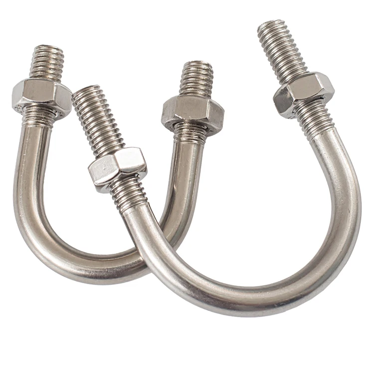 Stainless U Bolts and Nuts Plain Iron Nylon Galvanized Hastelloy Monel Plastic 304 Aluminium Ss304 Bolt Fasten Steel Bolt