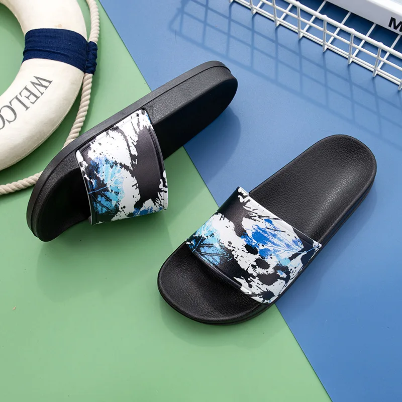 Hot summer couples Korean version of net celebrity ins home bath fashion all-match inkjet slippers