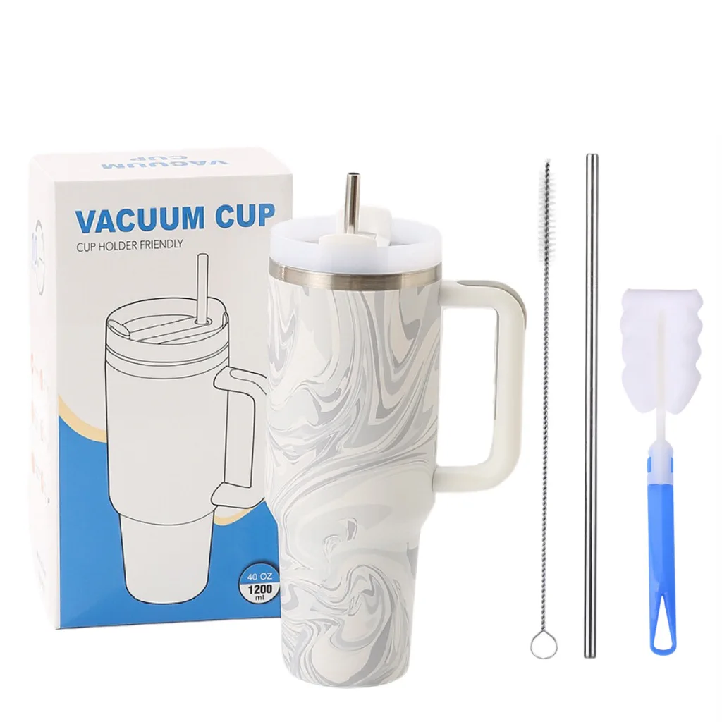 40oz cup with the cleaning tools colorful 40oz tumblers large capacity mug paint printing cold car cup