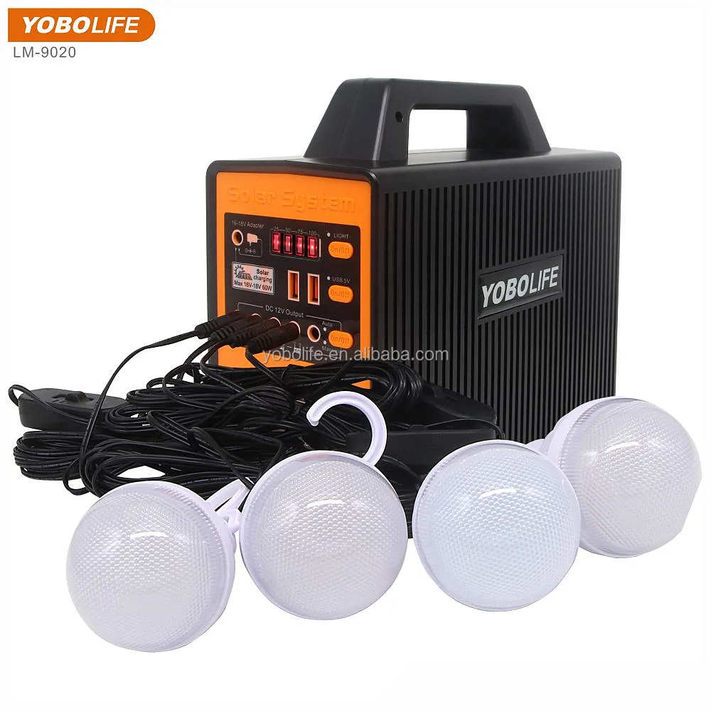 LM-9020 Solar Camping System Portable Solar Power Station 12V 80Wh Use DC Fan&TV Home Lighting Kits For Outdoor