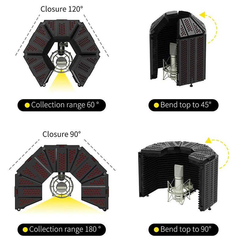 Newest hot selling factory 5 doors windscreen studio microphone mic isolation shield