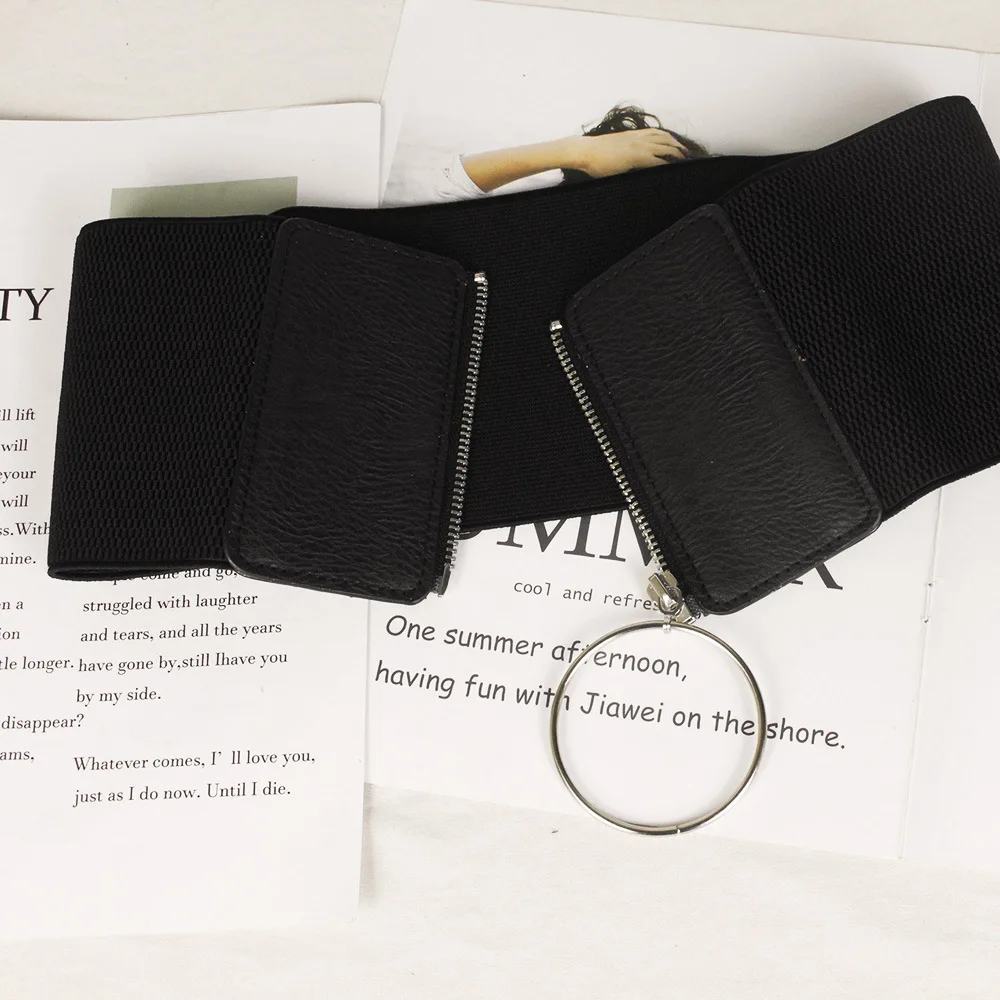 fashion custom   Negro elastic waist band  with big circle wide women belt