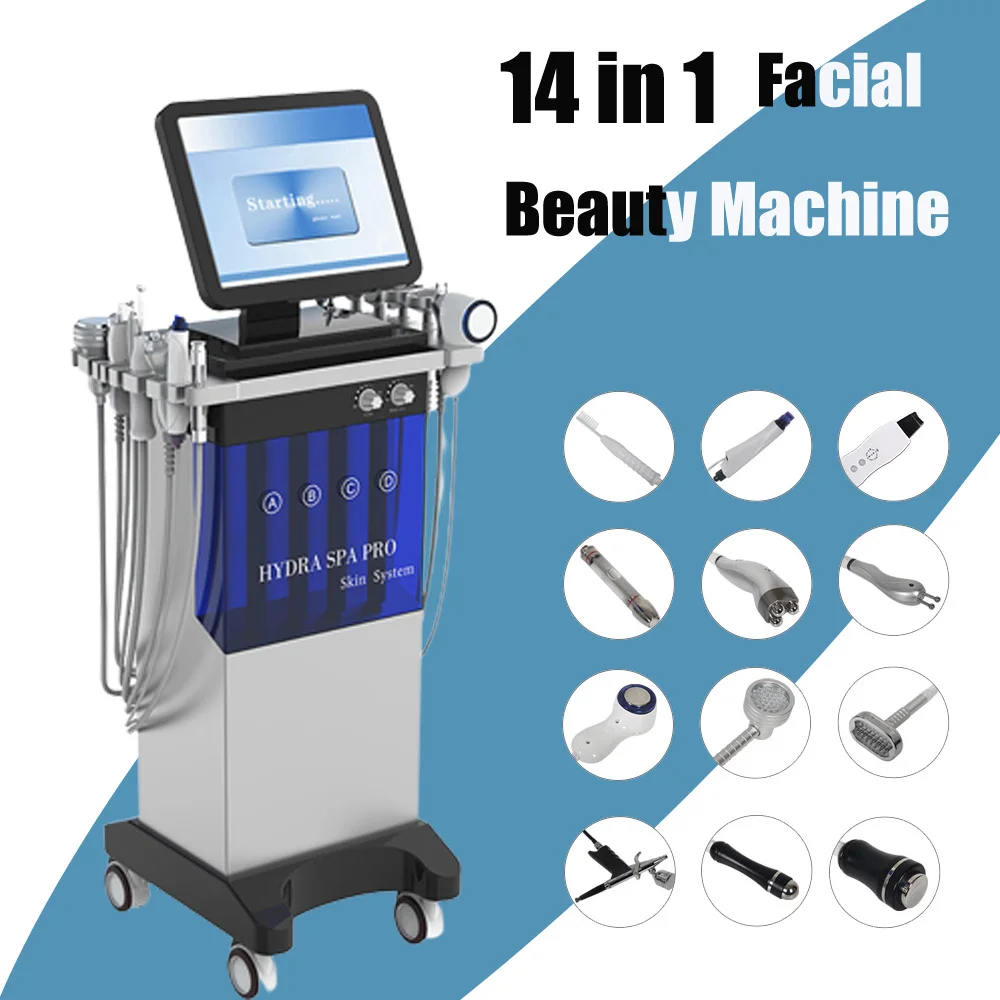 2023 Hot Sale 10 In 1 Oxygen Bio Rf Cold Hammer Hydra Microdermabrasion Machine H2o2 Facial Machine