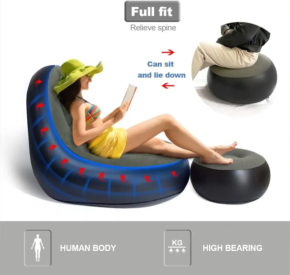 Home New Lazy Inflatable Outdoor Air Pump Lounge Sofa Bed Inflatable Movie Chair Couch Sofa Adult Relax Seat Set