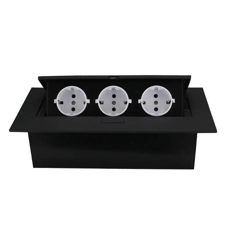 Multimedia Outlet Connection Box Desktop Pop-up 3 Power EU Plug Socket for Home