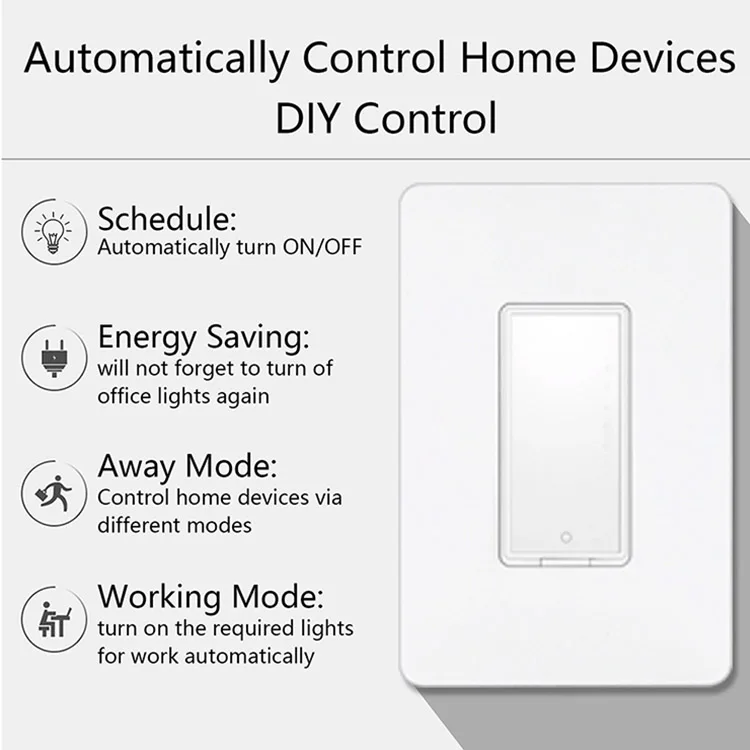 
Hot selling US Tuya smart wifi wall light switch for home automation work with Alexa & Google Home 