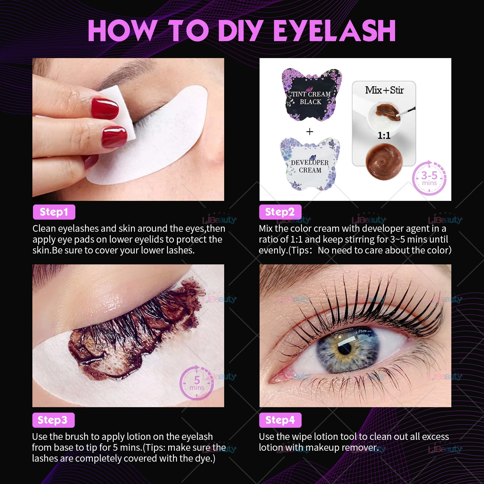 Custom Label Logo Eyelash Tinting Kit 0.8g Pouch Eyelash Lift Tinting Kit At Home diy Lash Tinting Pouch Kit