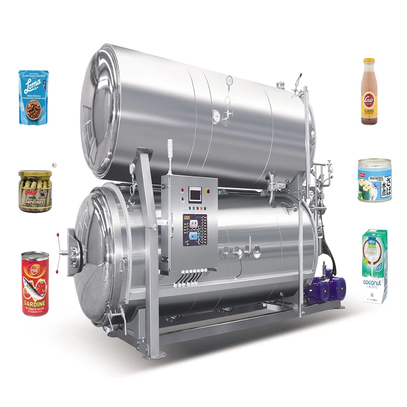 industrial cans jars food sterilizer autoclave water immersion retort