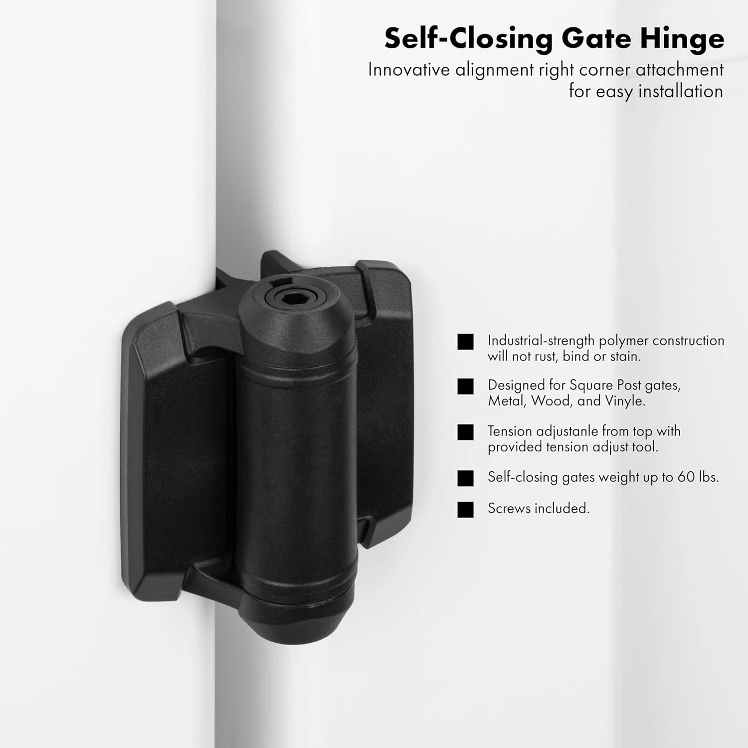 New Arrival Modern Design Nylon Hinge Regular Duty Gate Hinges for Outdoor Self-Closing Metal Gates
