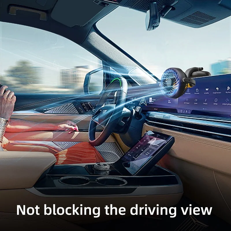 F5501 Upgraded 12V DC car fan with USB cable, 2024 car electronics accessories electric air cooling fan for car 24V