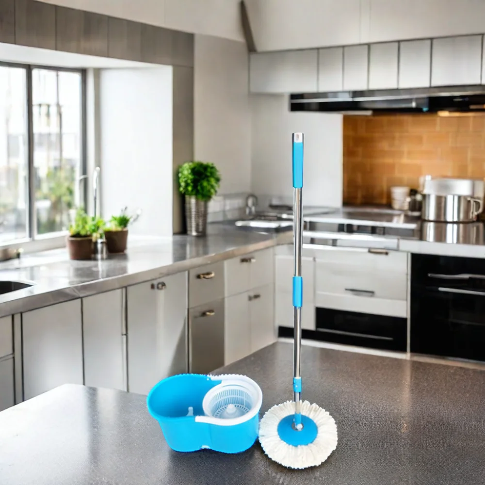 Best Selling 360 Degree Rotating Floor Cleaning Mop Bucket Triangle Shaped Aluminum Pole with Round Head Dirty Water Departure