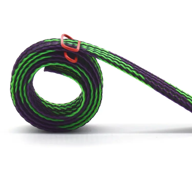 Color Braided Expandable Cable Sleeving For Wire Harness Marine Auto Sheathing