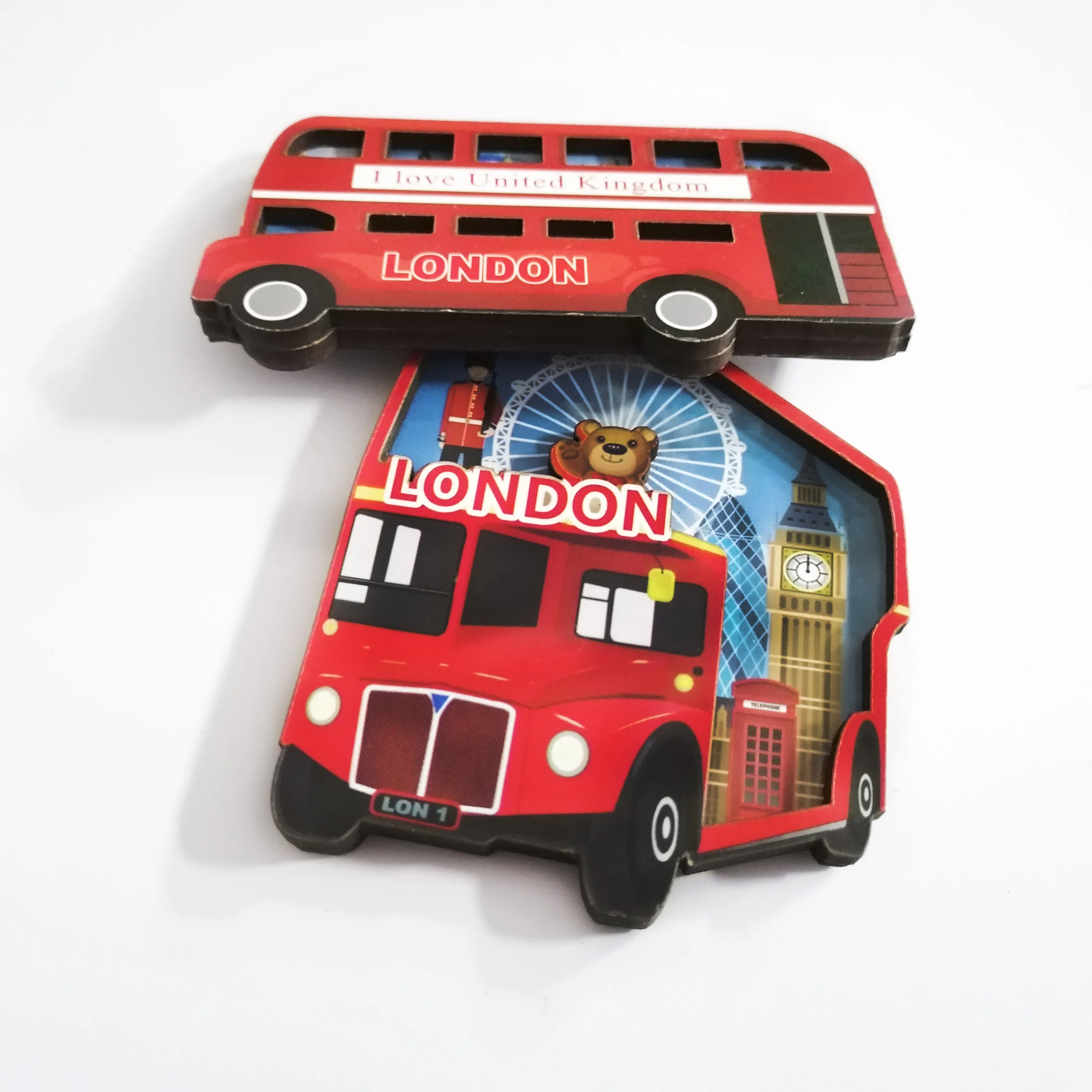 XS Ltd. Custom England London UK City Souvenir Medium 3D Wood Fridge Magnet Magnetic Sticker Foil  Material for Tourist Gifts