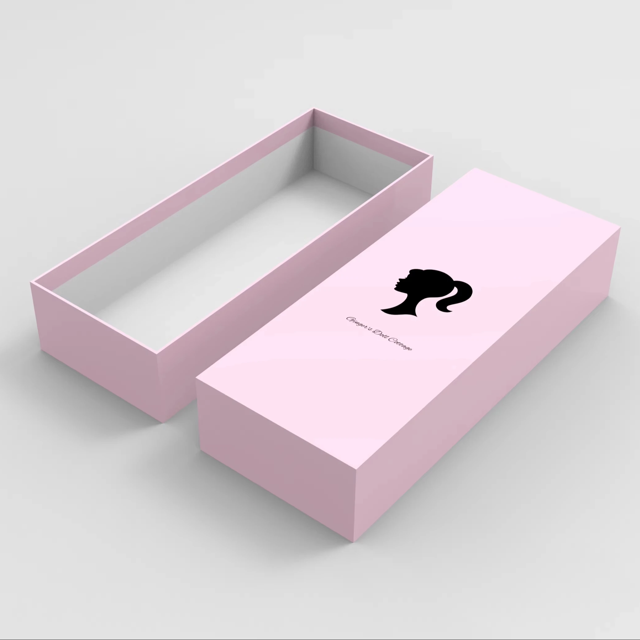 custom design logo luxury rigid gift box for doll big size lid and base box cardboard paper packaging toy wig box