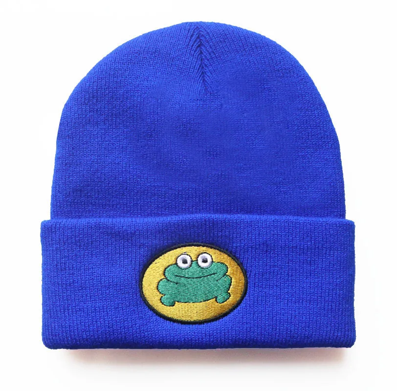 Custom Cartoon Frog Beanie Hat Unisex Custom Logo Embroidered Cheap Acrylic Knitted Beanie Hat