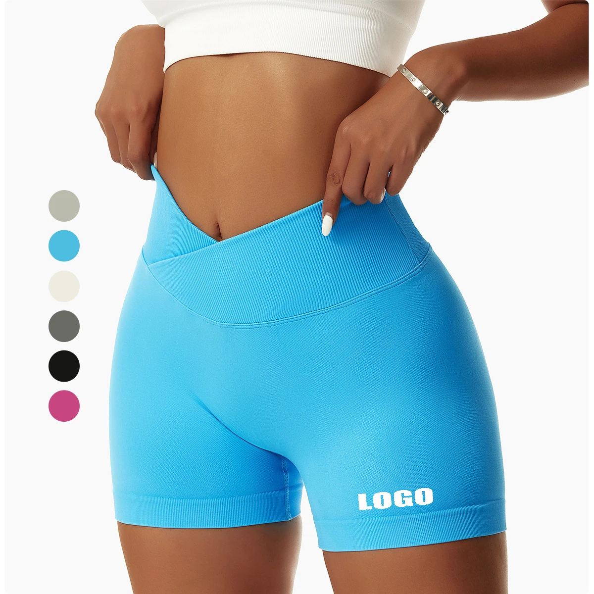 Лидер продаж, одежда для тренажерного зала, Бесшовные штаны для йоги, женские шорты для йоги, Колготки с V-образным вырезом на талии, короткие леггинсы