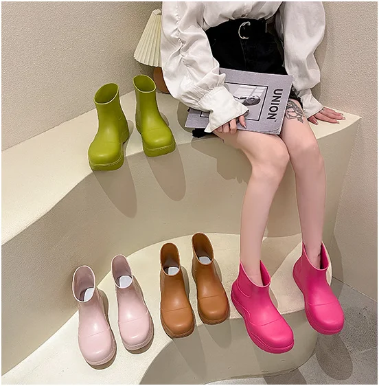 Детская непромокаемая обувь EVA, летние модные короткие резиновые сапоги, непромокаемые сапоги, Женская водонепроницаемая обувь, женские дизайнерские сапоги для девочек