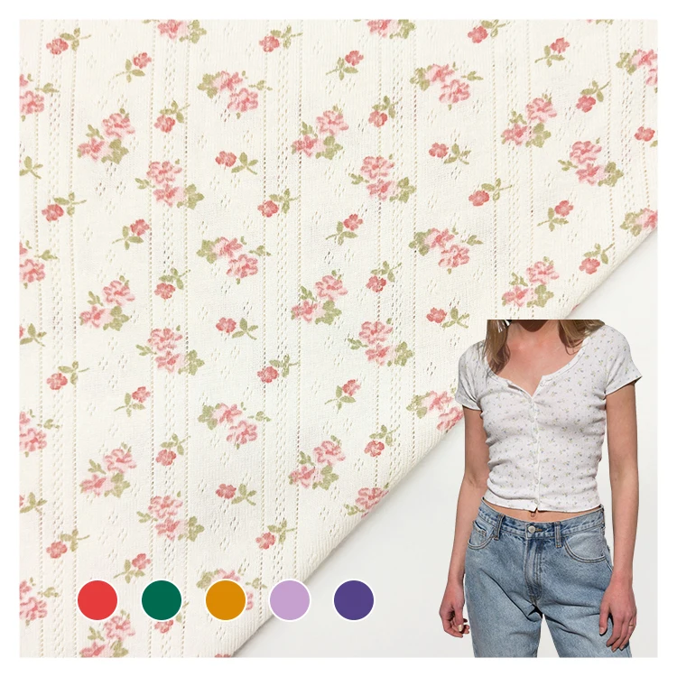 Пользовательский дизайн печатная ткань 100% хлопчатобумажная трикотажная жаккардовая для платьев 160 г/м2