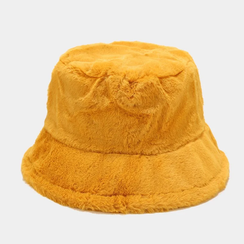 Wholesale custom fashion plain color winter wool warm bucket hat outdoor activity fisherman hat