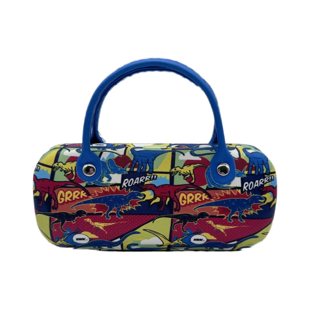 Wholesale Luxury Kids Party Sunglasses Custom Printed PU Material Case with Handle Portable Iron Sun Glasses Packaging