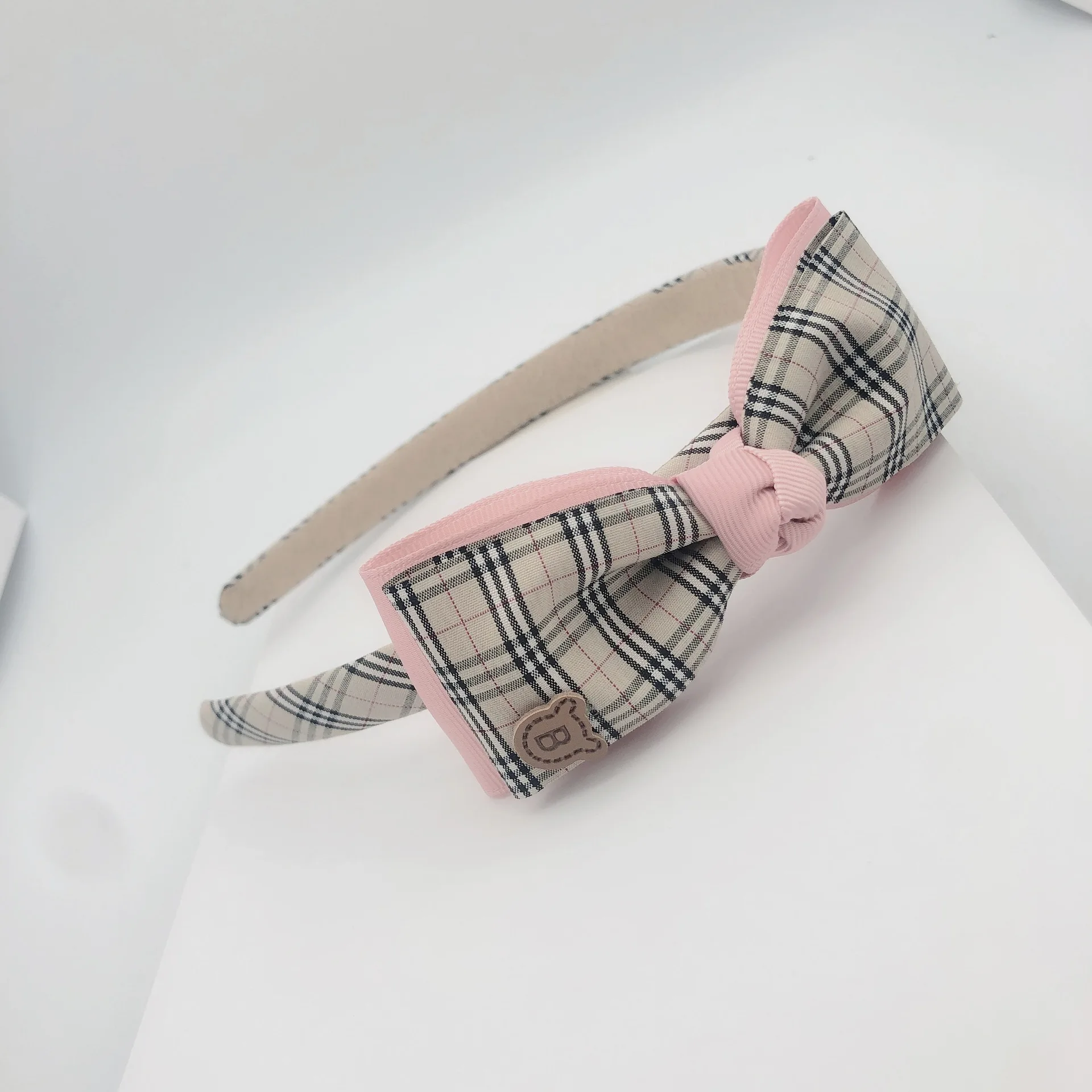 Korean Classic Plaid Grid Checker Fabric Double Layered Bow Headband Girls cute Lovely school student Hairband hair accessory