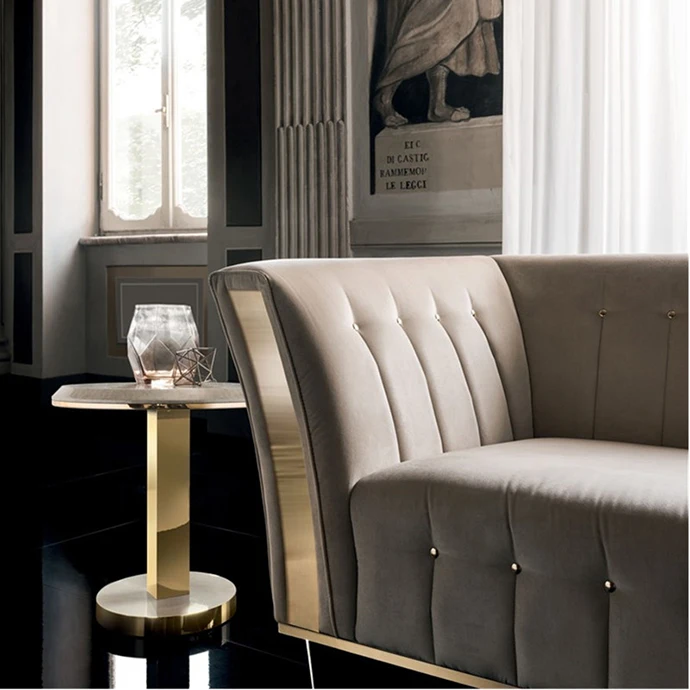 
Italian original 1:1 design royal 3 seater sofa Gold steel velvet sofa 