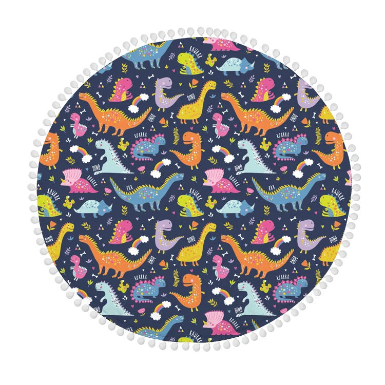 Circular Shape Diameter 100cm Customized Print Colorful Portable Outside and Room Mats For Crawling