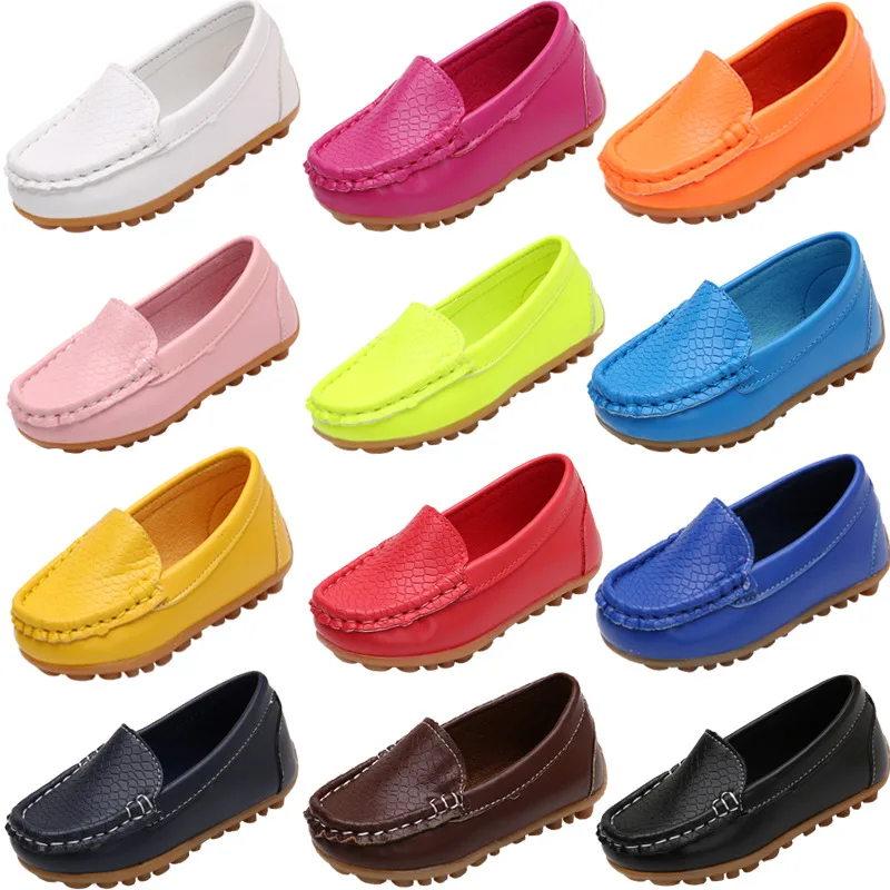 Wholesale Children Shoes PU Leather Casual Styles Boys Girls Shoes Soft Comfortable Loafers Kids Shoes