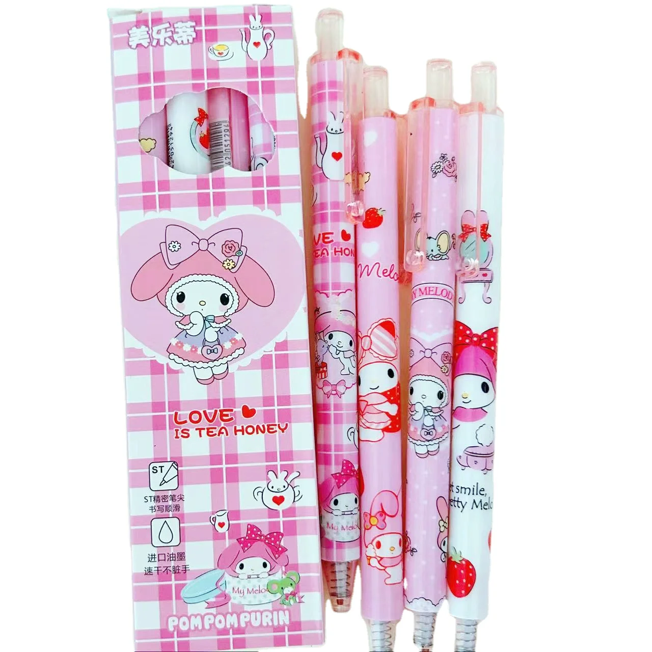 4pcs Sanrioed Pen Anime Kawaii Stationery Student Supplies Kuromi School Office Accessories Cute Pens Practical Gift