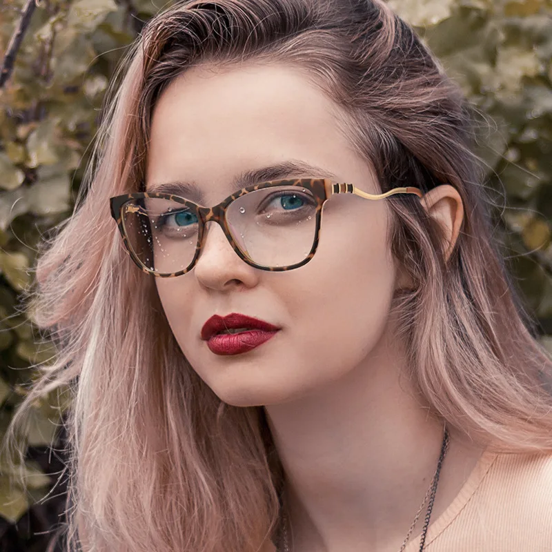 Spring hinge female  women  fashion optical frames eyeglasses TR90 anti blue blocking glasses 2021