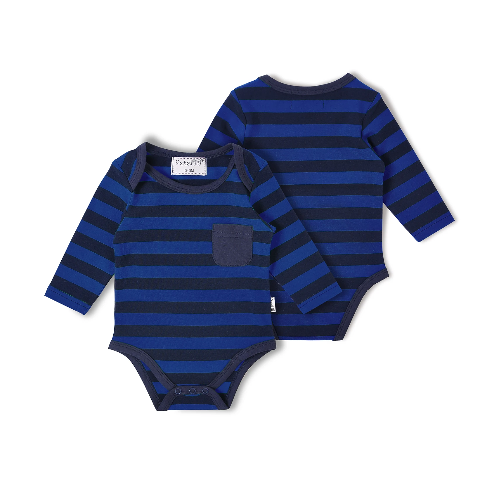 Hot Selling Envelop Collar Stripe Cotton Long Sleeve Newborn Baby Jumpsuit Rompers