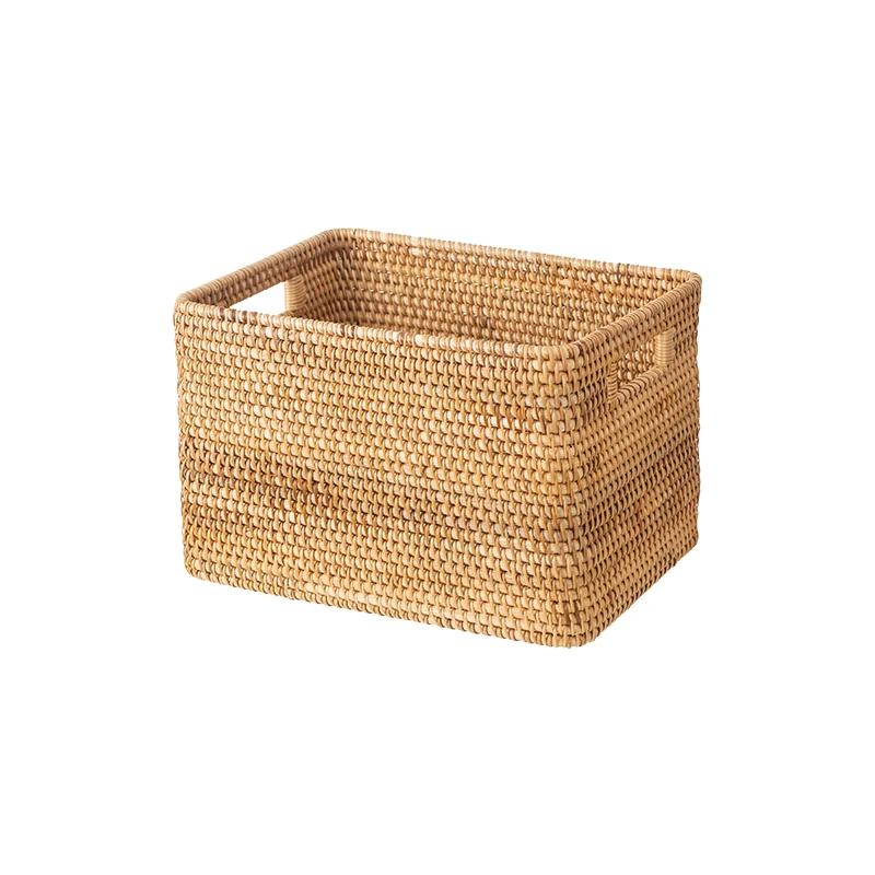 Home decoration storage basket bathroom rattan laundry basket handmade natural woven light rattan storage basket