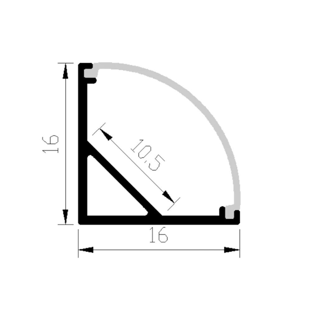 V Shape 16x16mm 10mm 45 90 Degree Corner Aluminum Profiles Channel for Led Strip Light Diffuser