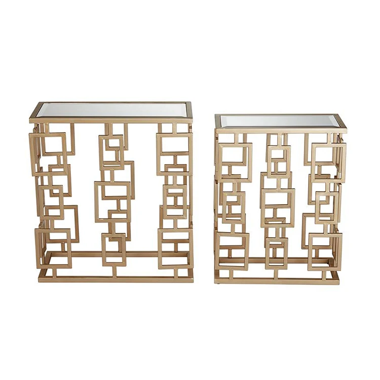 Living room furniture home metal mirror tea table coffee table shelf  cabinet