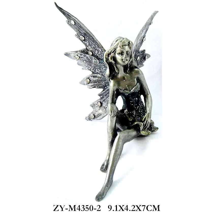 
Wholesales Hot sale pewter mini fairy figurines with metal wings 